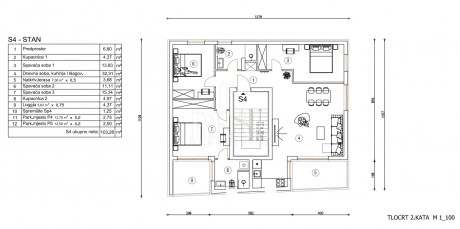 4-locale, Appartamento, 103m², 2 Piano