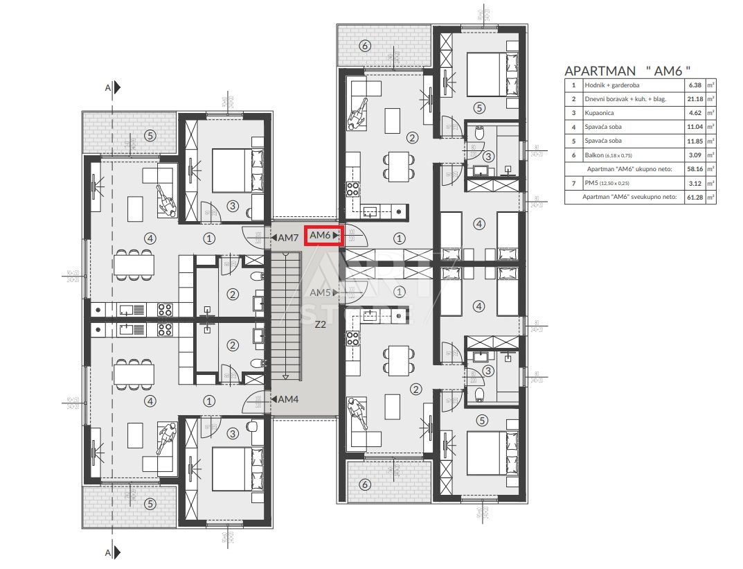 3 rooms, Apartment, 64m², 1 Floor