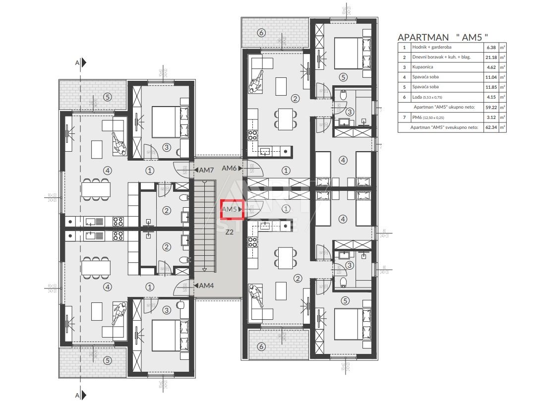 3-locale, Appartamento, 65m², 1 Piano
