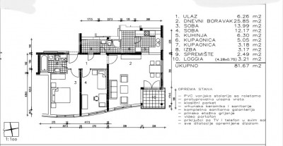3-locale, Appartamento, 82m², 1 Piano