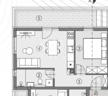3-locale, Appartamento, 53m², 1 Piano