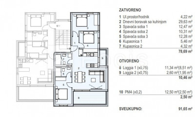 4 rooms, Apartment, 92m², 2 Floor
