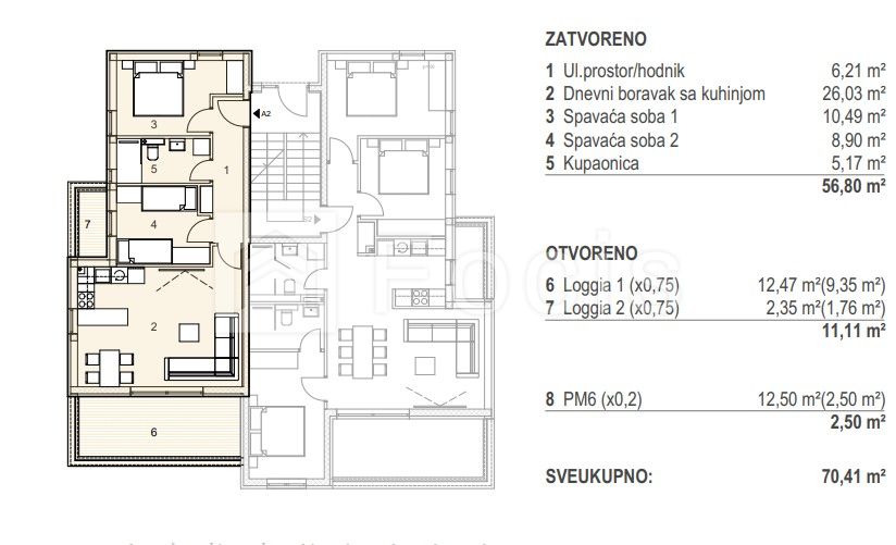 3-Zi., Wohnung, 70m², 1 Etage