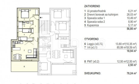 3 rooms, Apartment, 78m², 1 Floor