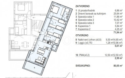 4 rooms, Apartment, 80m², 2 Floor