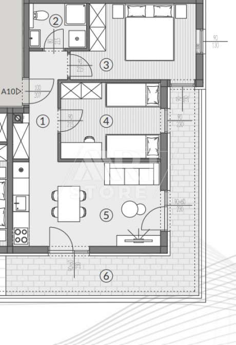 3-locale, Appartamento, 58m², 1 Piano