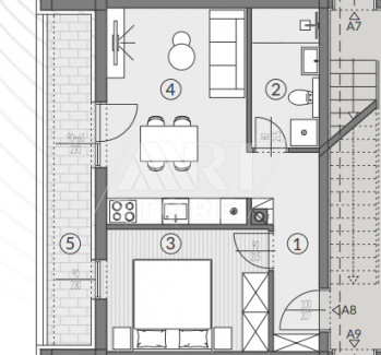 2 rooms, Apartment, 45m², 1 Floor