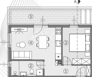 2-Zi., Wohnung, 48m², 1 Etage
