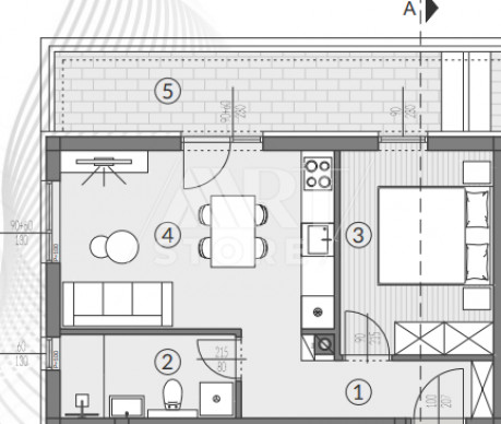 2-locale, Appartamento, 48m², 1 Piano