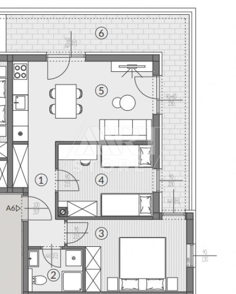 3-locale, Appartamento, 58m², 1 Piano