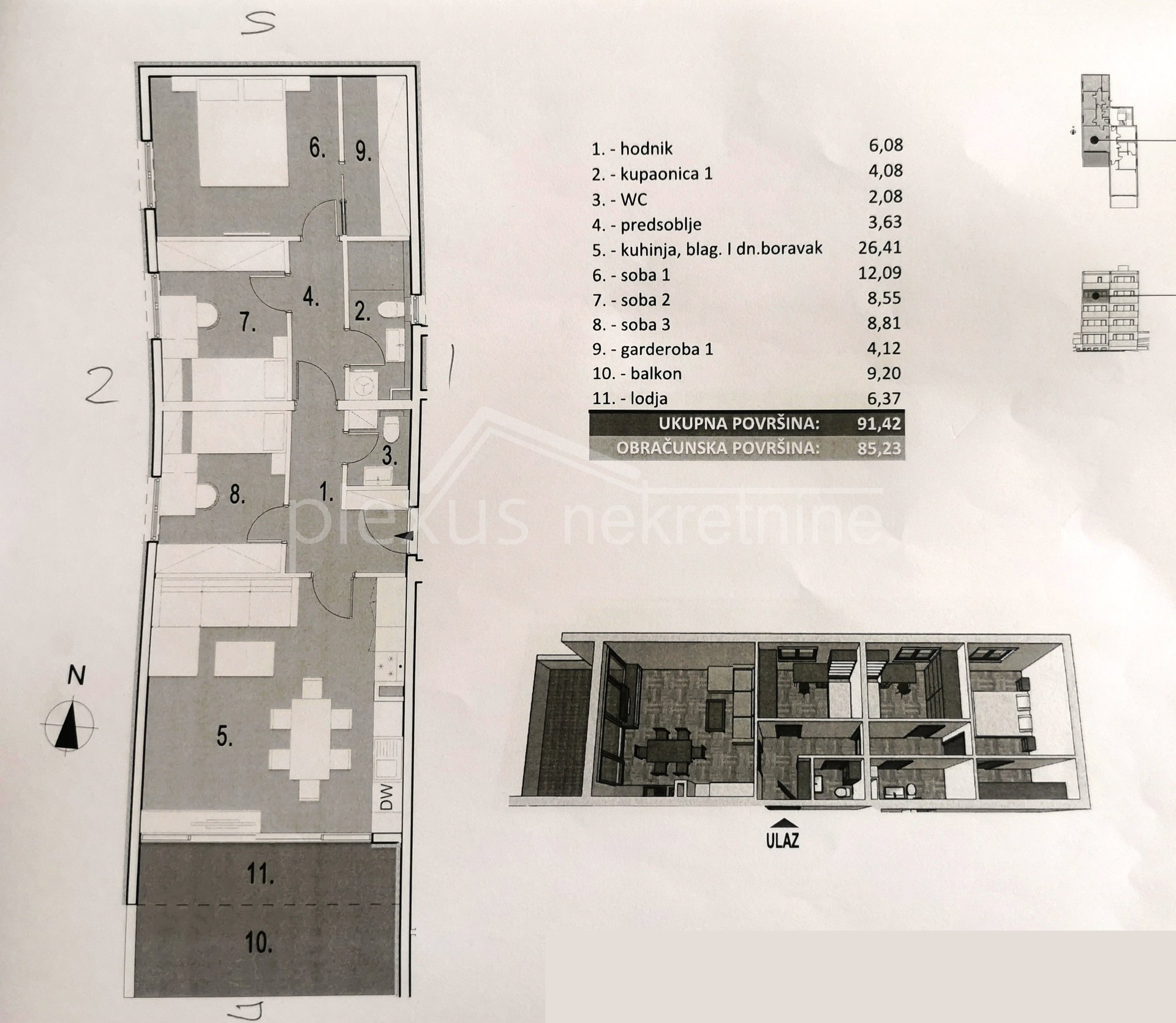 3-locale, Appartamento, 82m², 3 Piano