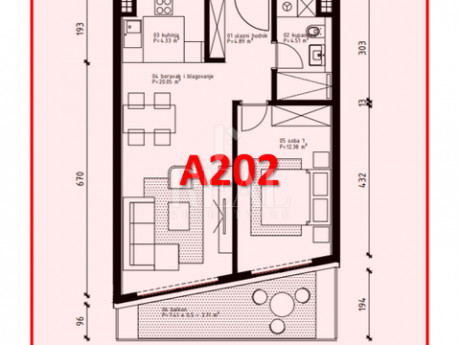 2-locale, Appartamento, 57m², 2 Piano