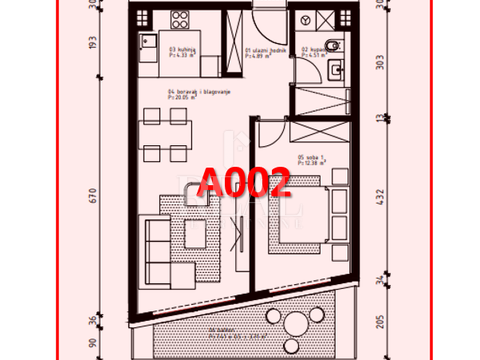 2-locale, Appartamento, 53m², 1 Piano