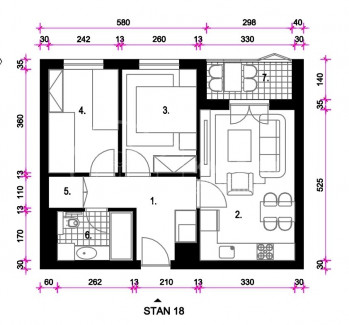 3-locale, Appartamento, 52m², 1 Piano