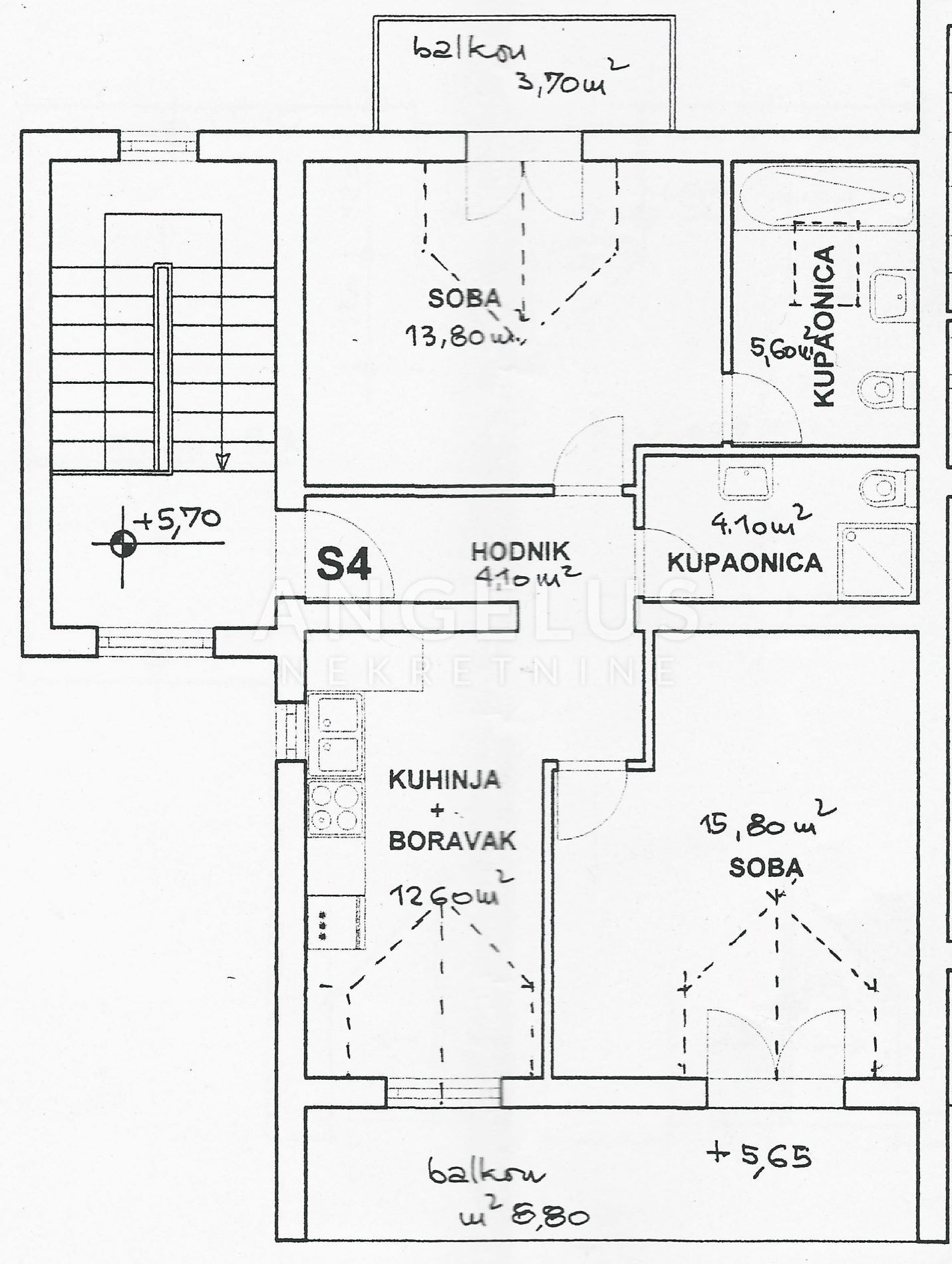 3-locale, Appartamento, 59m², 3 Piano