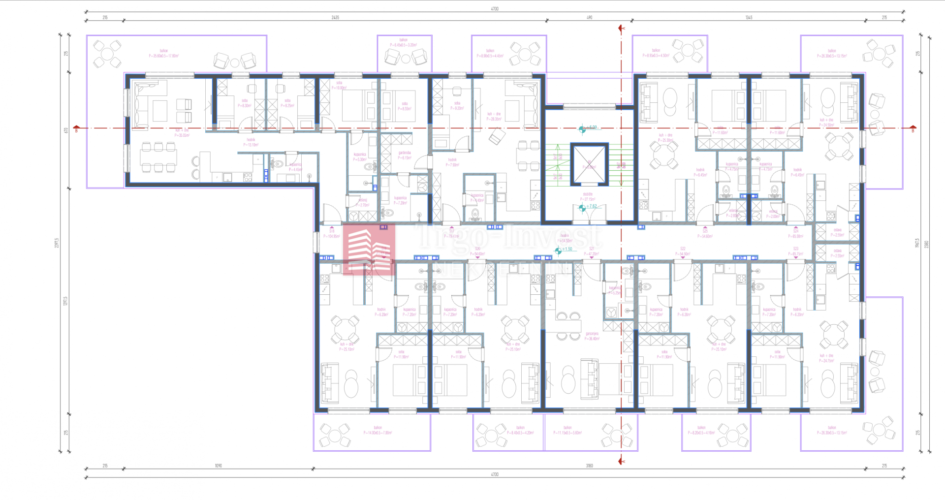 1 rooms, Apartment, 47m², 2 Floor