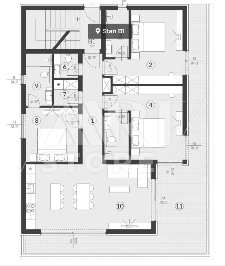 4 rooms, Apartment, 149m², 1 Floor