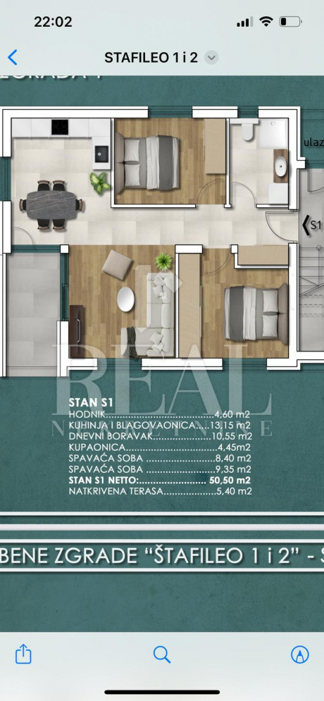 3-Zi., Wohnung, 54m², 1 Etage