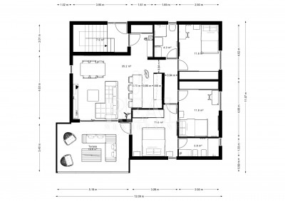 3 rooms, Apartment, 121m²