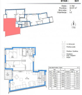 3 rooms, Apartment, 63m², 3 Floor