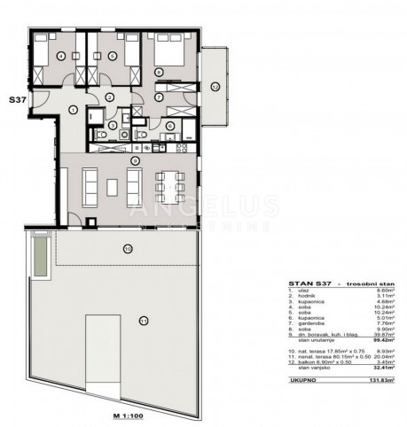 4 rooms, Apartment, 132m², 5 Floor