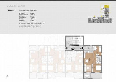 2 rooms, Apartment, 63m², 2 Floor