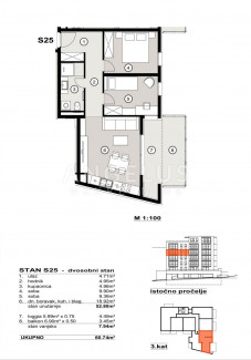 3 rooms, Apartment, 61m², 3 Floor