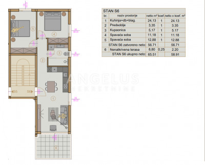 3-locale, Appartamento, 57m², 2 Piano