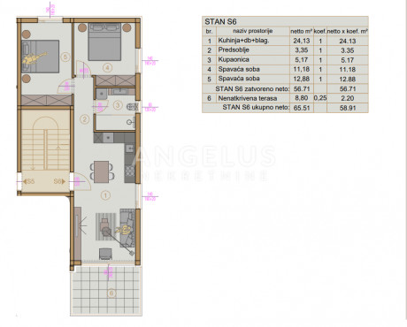 3 rooms, Apartment, 57m², 2 Floor