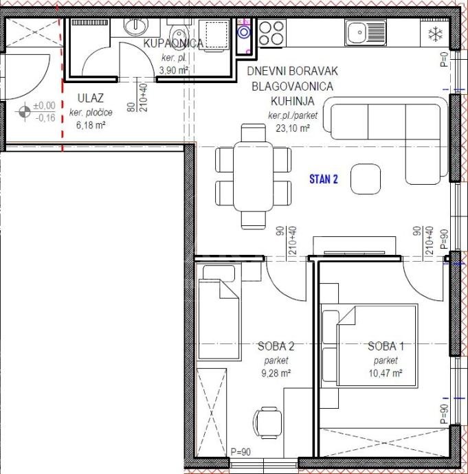 3 rooms, Apartment, 60m²
