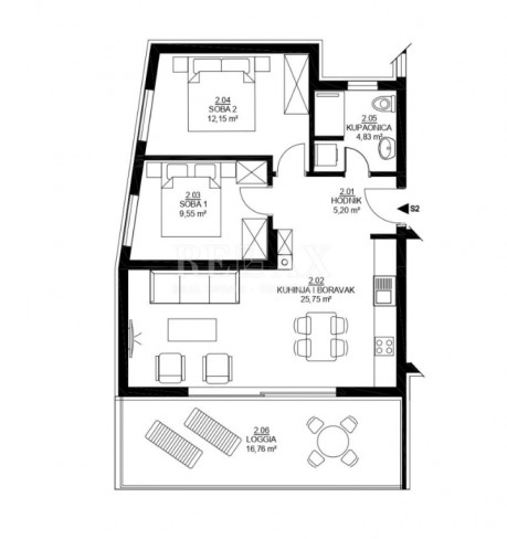 3-locale, Appartamento, 70m², 1 Piano