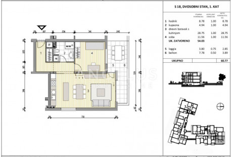 2 rooms, Apartment, 69m², 1 Floor