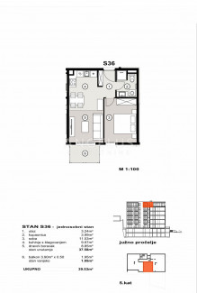 2-Zi., Wohnung, 40m², 5 Etage