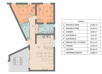 3-Zi., Wohnung, 91m², 1 Etage