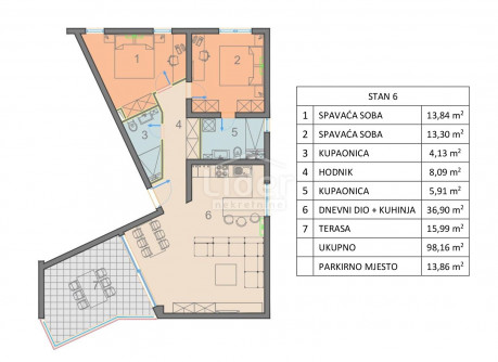 3 rooms, Apartment, 95m², 2 Floor