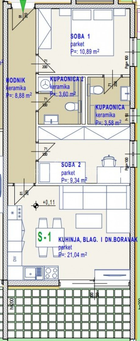 2-locale, Appartamento, 71m²