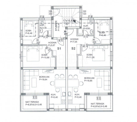 3-locale, Appartamento, 54m², 2 Piano