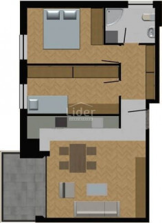 3 rooms, Apartment, 60m², 2 Floor