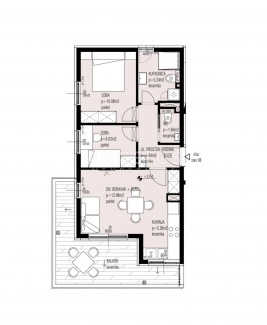 3 rooms, Apartment, 53m², 1 Floor
