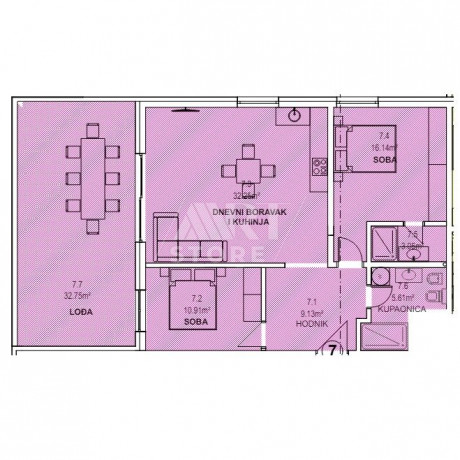 3 rooms, Apartment, 109m², 2 Floor