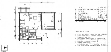 2-locale, Appartamento, 52m², 1 Piano