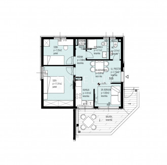 3 rooms, Apartment, 52m², 3 Floor