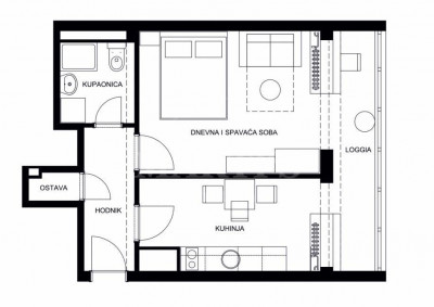 1-locale, Appartamento, 41m², 2 Piano