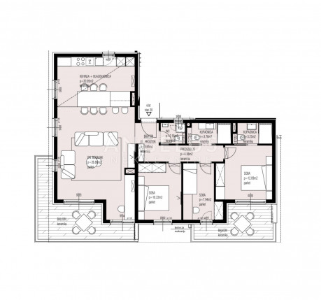 4 rooms, Apartment, 107m², 3 Floor