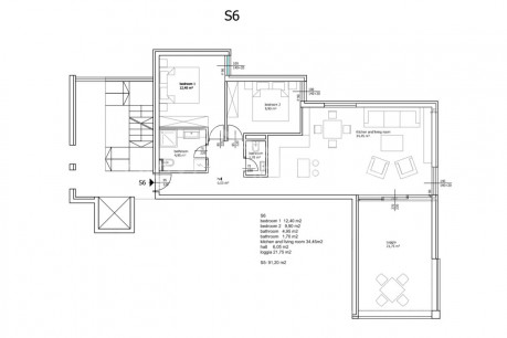 2-locale, Appartamento, 95m², 1 Piano