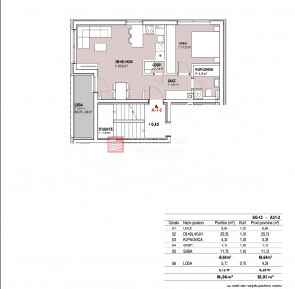 2 rooms, Apartment, 53m², 2 Floor
