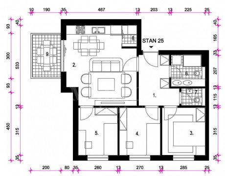 4-locale, Appartamento, 68m², 1 Piano