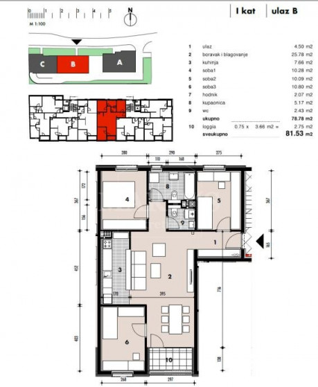 4-Zi., Wohnung, 82m², 1 Etage