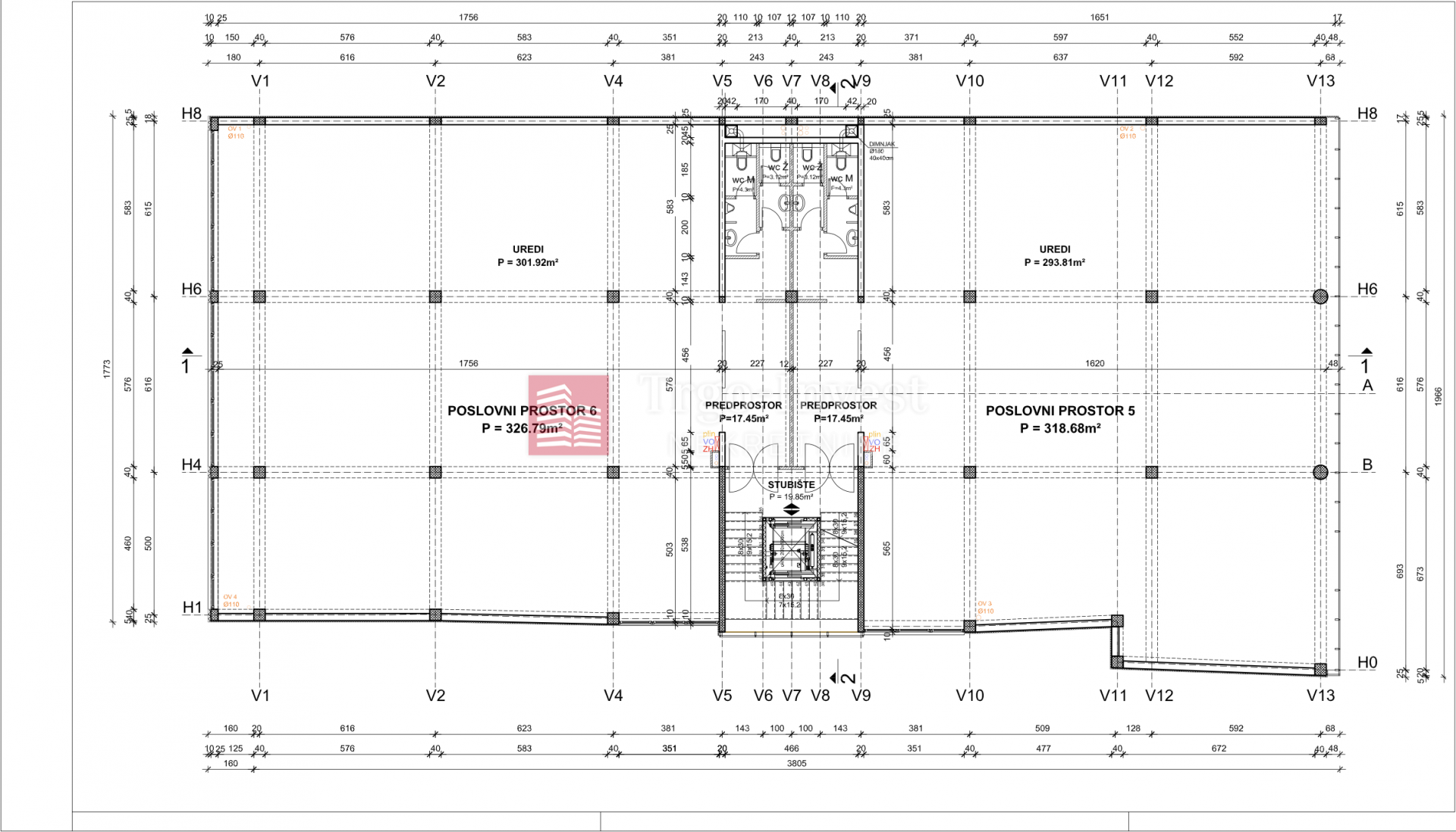 325m², Ured, 2 Kat