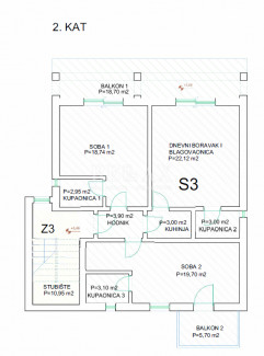 3-locale, Appartamento, 77m², 2 Piano